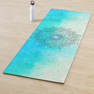 Tapis De Yoga Lotus Mandala sur le tourbillon turquoise