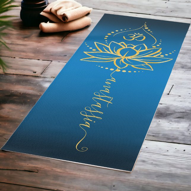 Tapis De Yoga Lotus & Om personnalisés - Nom personnalisé minima (Créateur téléchargé)