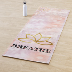 Tapis De Yoga Lotus Pink Marble Typographie Parties scintillant 