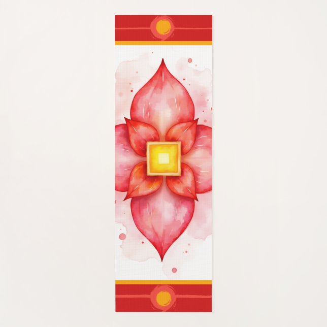Tapis de Yoga Lotus Rouge pour l'Enracinement du C (Devant)