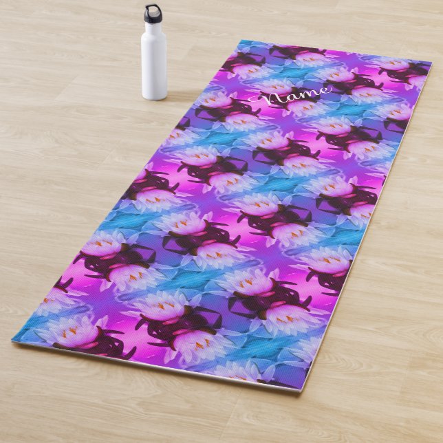 Tapis De Yoga Lotus Water Lily Fleur Art Abstrait Personnalisé (En situation)