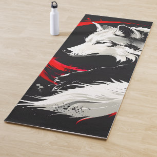 Tapis De Yoga Loup blanc rouge lunaire