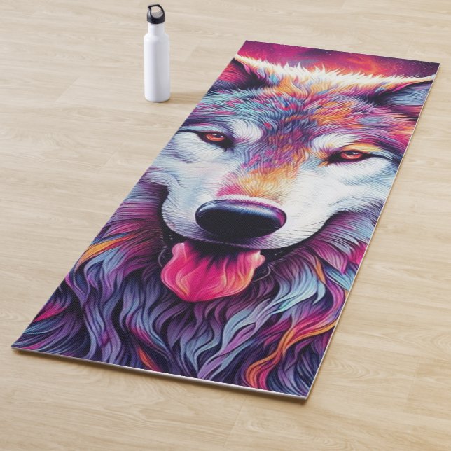 Tapis De Yoga Loup coloré (En situation)