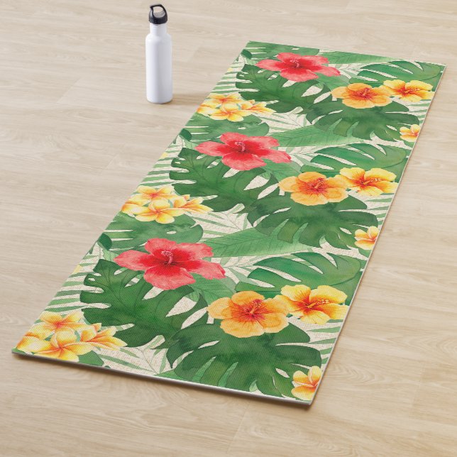 Tapis De Yoga Luana Aquarelle Tropical Floral Reversible (En situation)