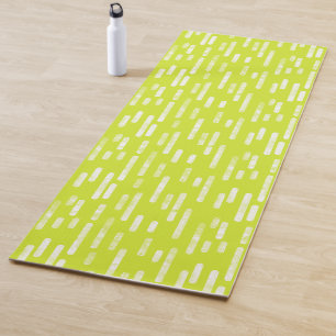 Tapis De Yoga Lumineuse Lime Vert/Blanc Inky Lignes arrondies Mo