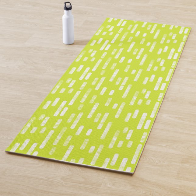 Tapis De Yoga Lumineuse Lime Vert/Blanc Inky Lignes arrondies Mo (En situation)