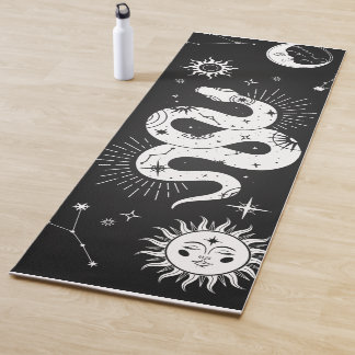Tapis De Yoga Lune de serpent mystique et étoiles