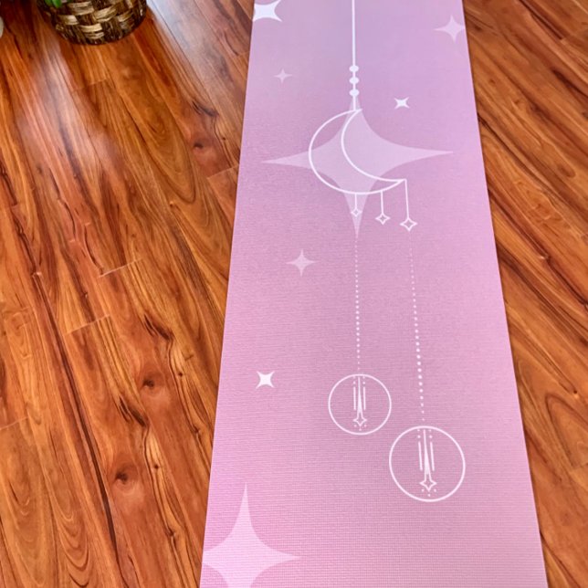 Tapis De Yoga Lune rose Croissant et étoiles de tir Yoga Mat (Crescent Moon and Stars Yoga Mat by Awakening Graphics)