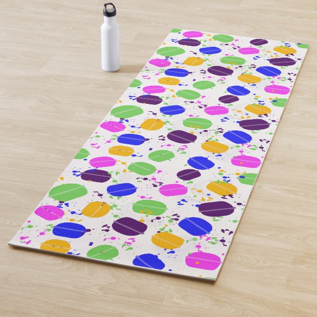 Tapis De Yoga Macarons Confettis Personnalisables (En situation)