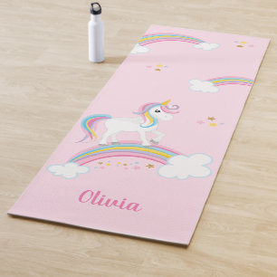 Tapis De Yoga Magique Arc-en-ciel Unicorn rose Personnalisé