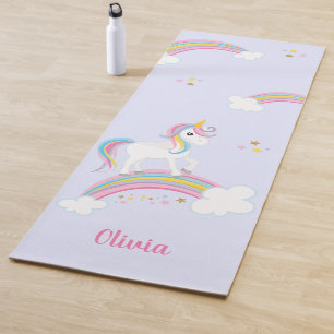 Tapis De Yoga Magique Arc-en-ciel Unicorne violet Personnalisé
