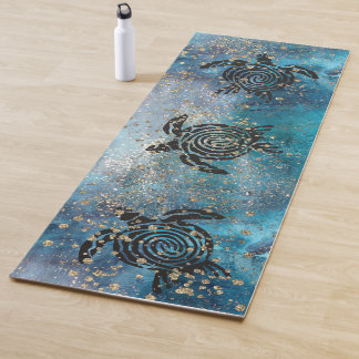 Tapis De Yoga Magique Tortue de mer Glittery Bleu