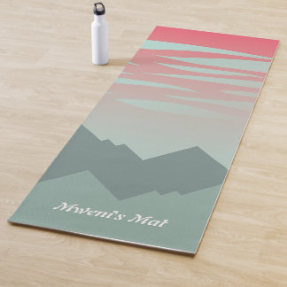 Tapis De Yoga magnifique ciel rose et montagnes illustration