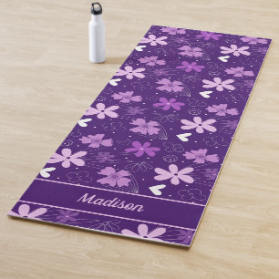 Tapis De Yoga Magnifique Monogramme Floral Purple Faisy
