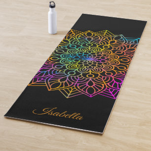 Tapis De Yoga Magnifique motif de mandala arc-en-ciel personnali