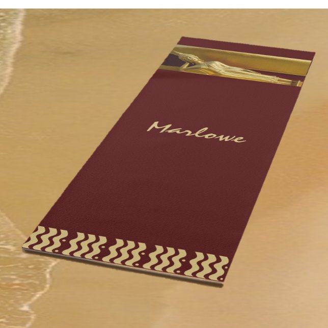 Tapis De Yoga Magnifique or et rouge foncé Bouddha recto (Créateur téléchargé)