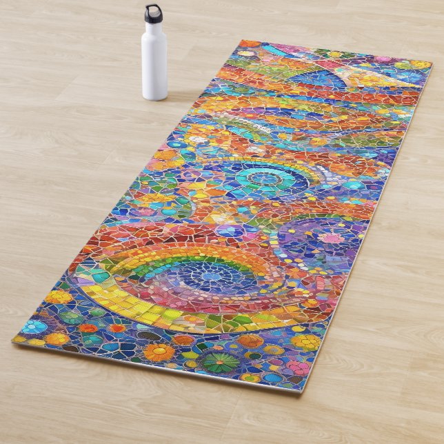 Tapis De Yoga Magnifique Rainbow Yoga Mat - L'art de la mosaïque (En situation)