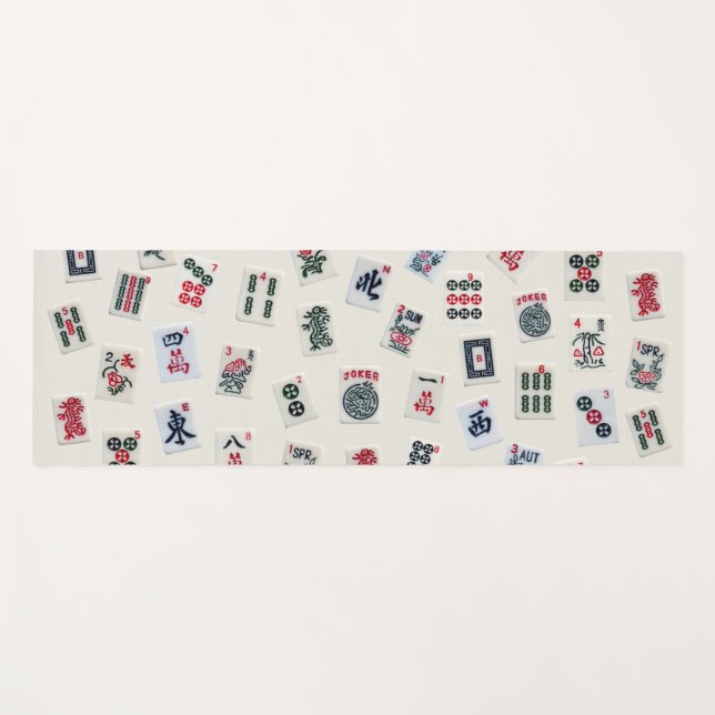Tapis De Yoga MahJong tuiles photo sur badge arrière - plan (Devant (Horizontal))