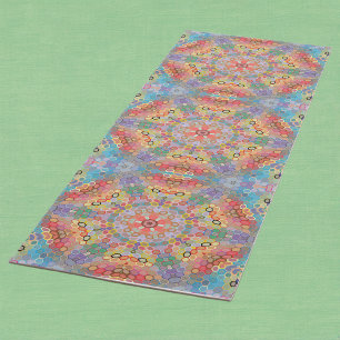 Tapis De Yoga Mandala arc-en-ciel hexagonal
