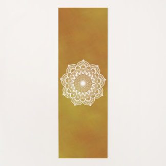 Tapis De Yoga Mandala blanc sur fond doré