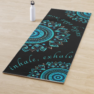 Tapis De Yoga Mandala Blue Bold Modern Vibrant Mandala