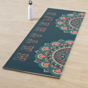 Tapis De Yoga Mandala Boho personnalisé Turquoise foncé