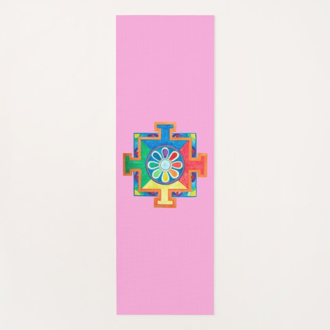 Tapis De Yoga Mandala de l'aquarelle de création (Devant)