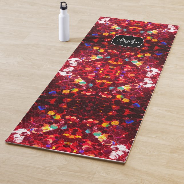 Tapis De Yoga Mandala de parties scintillant brillante en mosaïq (En situation)