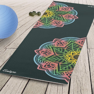 Tapis De Yoga Mandala Fleur Rétro Personnalisé