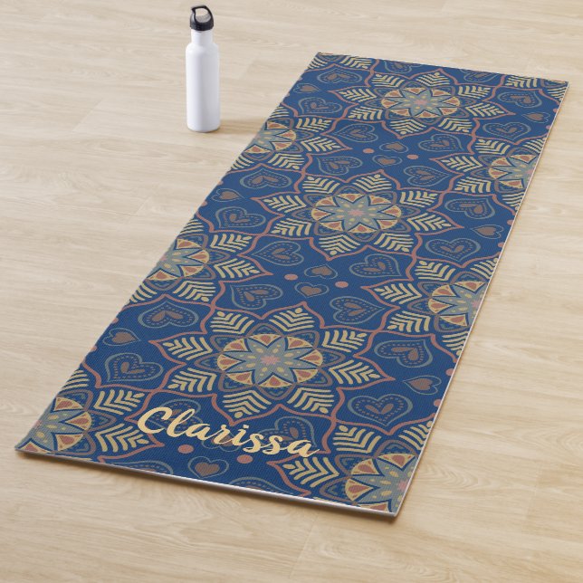 Tapis De Yoga Mandala Flower Circle Motif Marine Arrière - plan  (En situation)