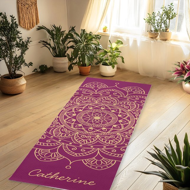 Tapis De Yoga Mandala Gold Color Custom Yoga Mat (Créateur téléchargé)