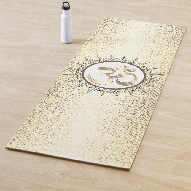 Tapis De Yoga Mandala OM vintage tacheté (En situation)