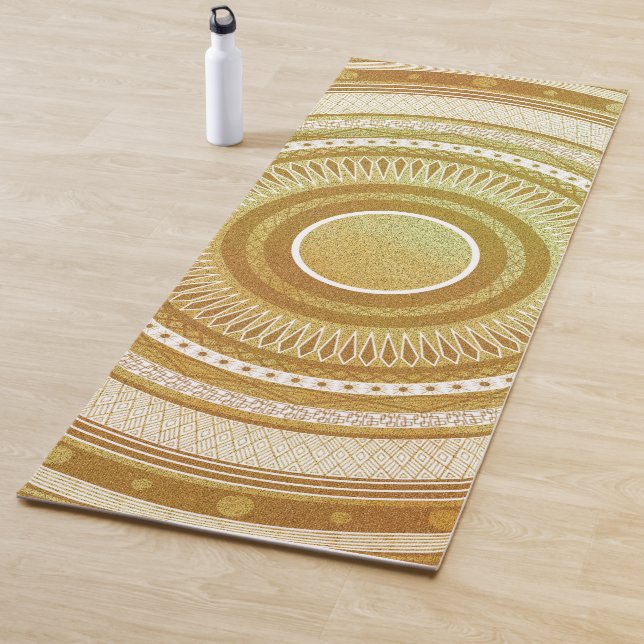 Tapis De Yoga Mandala or et paillettes (En situation)