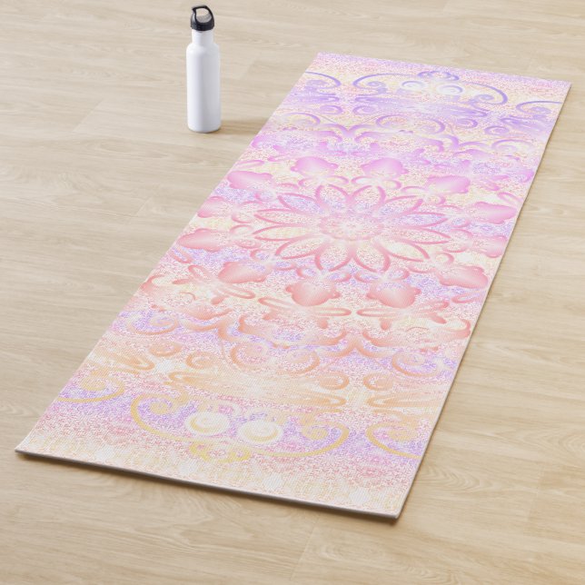 Tapis De Yoga Mandala Pale Rose & Orange (En situation)