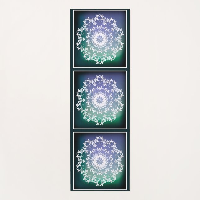 Tapis De Yoga Mandala personnalisé bleu et vert Abstrait zen (Devant)