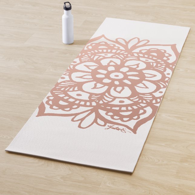 Tapis De Yoga Mandala Rose Gold (En situation)