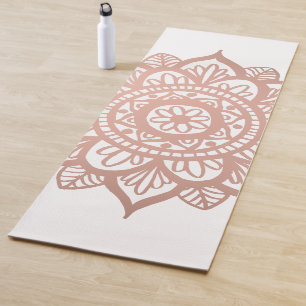 Tapis De Yoga Mandala Rose Gold aux fleurs roses