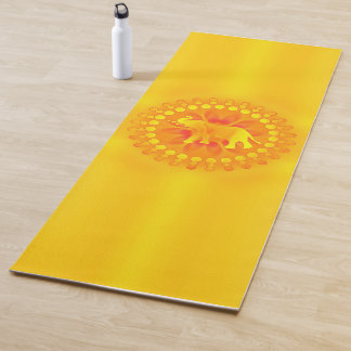 Tapis De Yoga Mandala solaire avec éléphant - pour la chance