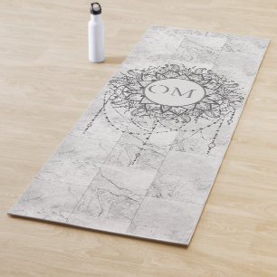 Tapis De Yoga Mandala sur Marbre Argent Yoga Mat