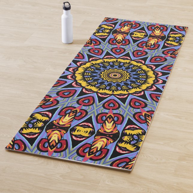 Tapis De Yoga Mandala Trippy Retro Hippie Boho Chic Bohème (En situation)