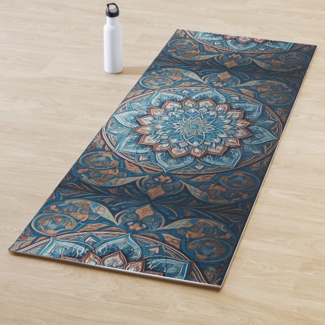 Tapis De Yoga Mandala turc bleu (En situation)