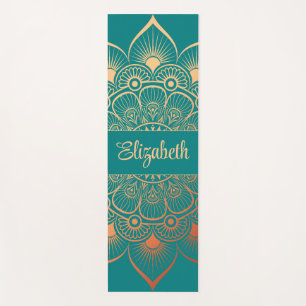 Tapis De Yoga Mandala Turquoise Moderne Nom personnalisé Yoga Ma