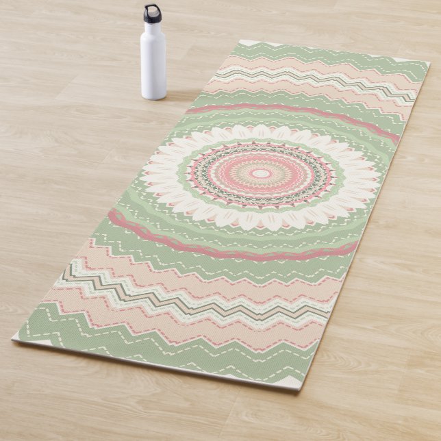 Tapis De Yoga Mandala vert menthe (En situation)