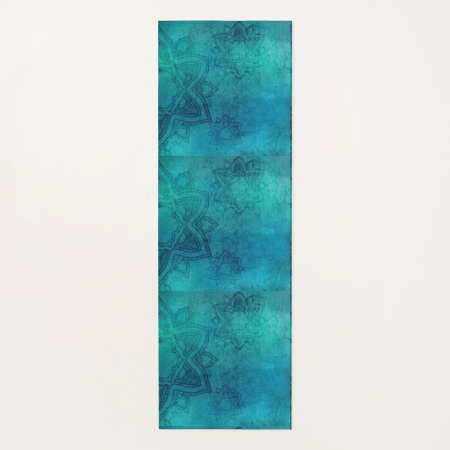 Tapis De Yoga Mandella bleu turquoise (Devant)