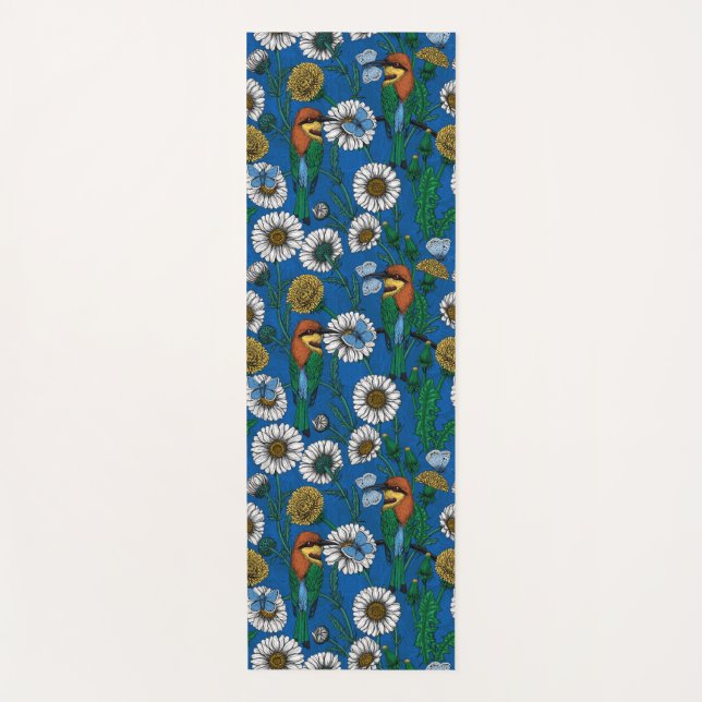 Tapis De Yoga Mangeurs d'abeilles sur bleu (Devant)