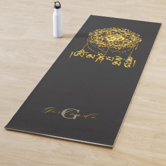 Tapis De Yoga Mantra bouddhiste Mani en or avec Mandala