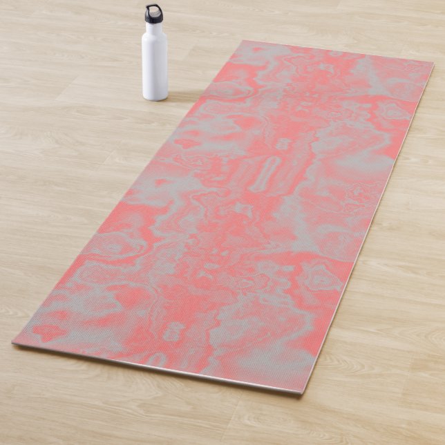 Tapis De Yoga Marbre Abstrait rose et gris (En situation)