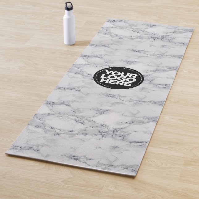 Tapis De Yoga Marbre blanc personnalisé de votre logo profession (En situation)