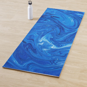 Tapis De Yoga Marbre bleu simple et élégant Artwork Abstrait  