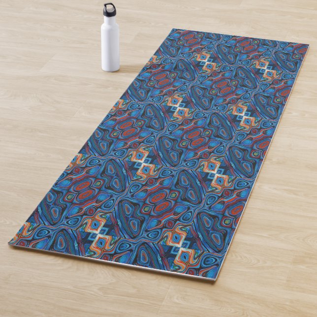 Tapis De Yoga Marbre Liquide Bleu Océan Vibrant (En situation)